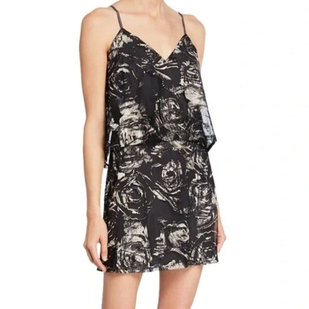 Ali + Jay Flounce Top Mini Dress Metallic Floral Large